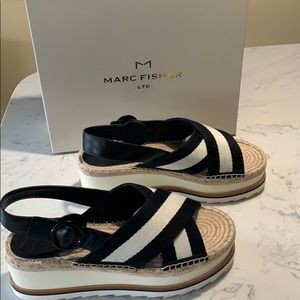 Marc Fisher “Glenna” Striped Wedge Sandal.Size 9.5